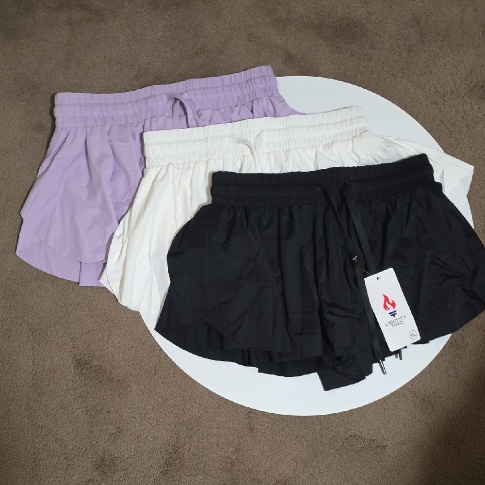 Liberty Kids Shorts Set in Black, White, and Purple